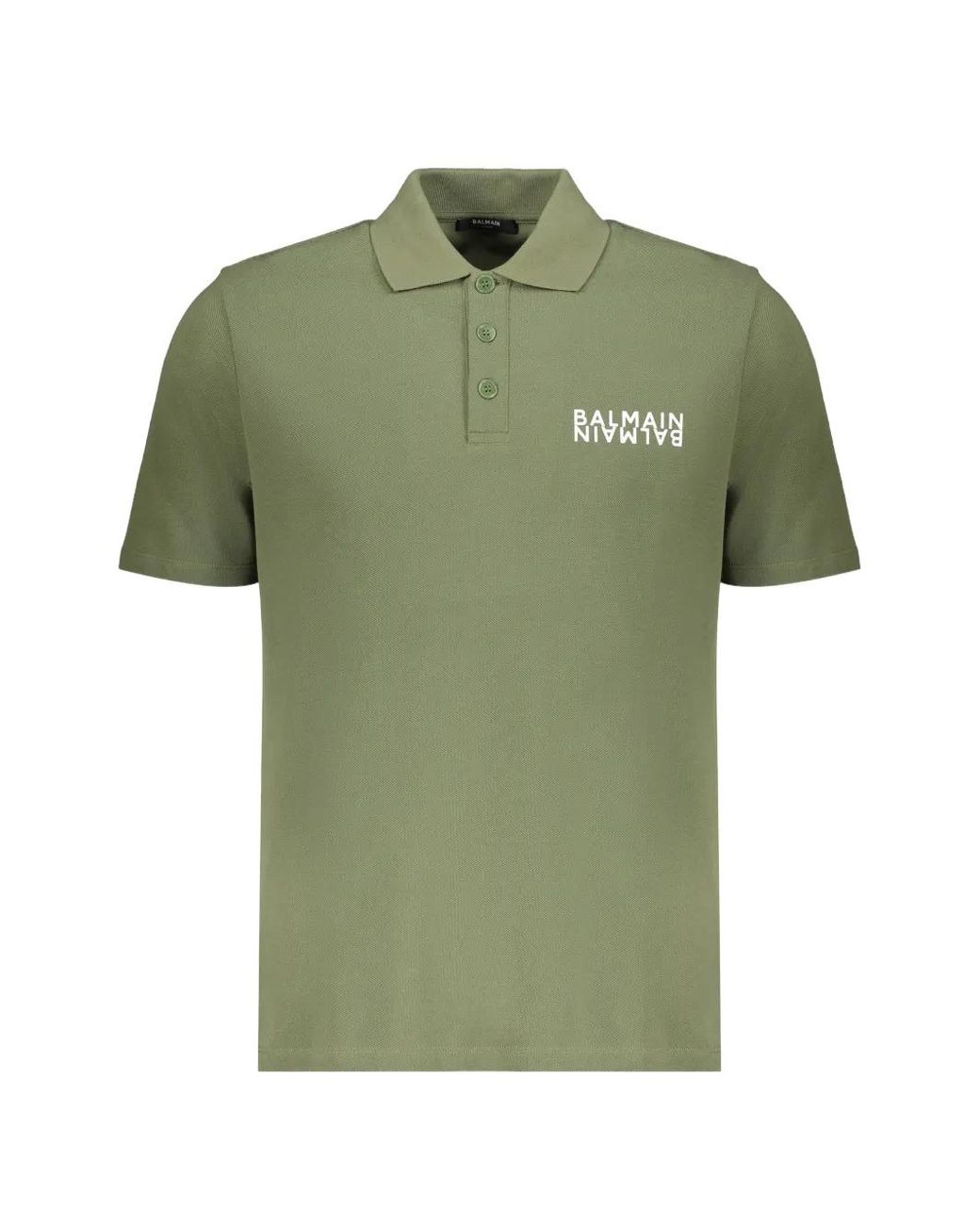 Balmain Green Short-Sleeve Polo Shirt for men