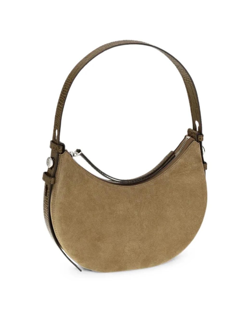 Tory Burch Gray Romy Suede Half Moon Bag