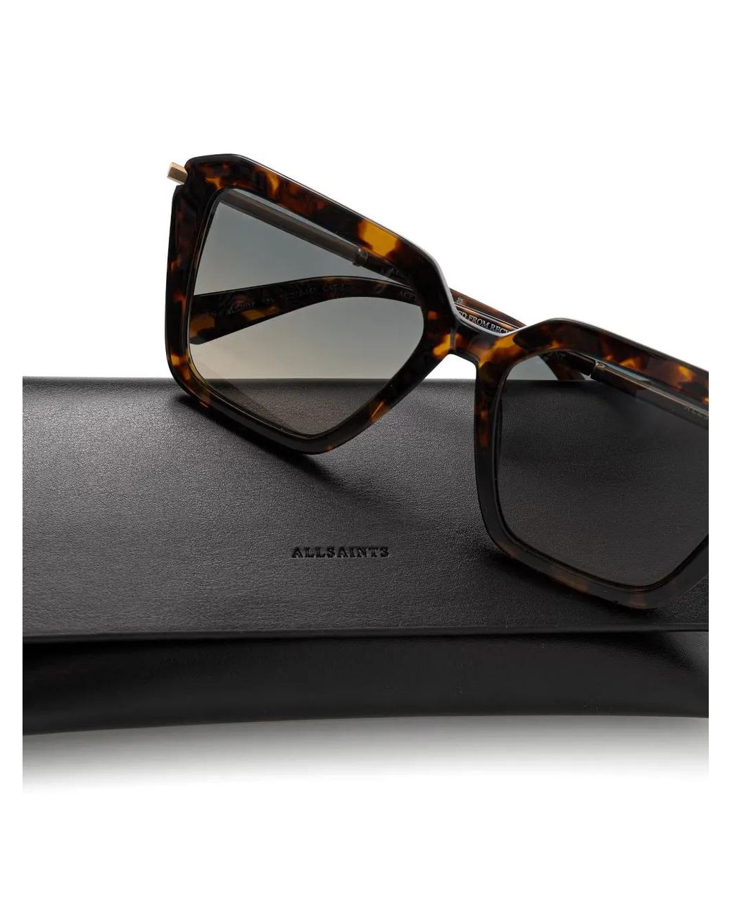 AllSaints Gray Tortoiseshell-Effect Square-Frame Sunglasses
