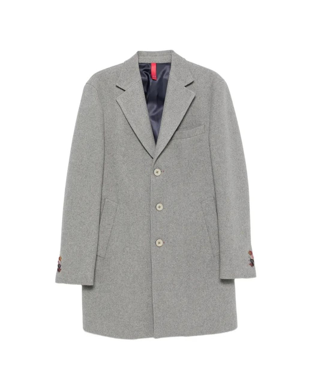 Manuel Ritz Gray Single-Breasted Coat for men