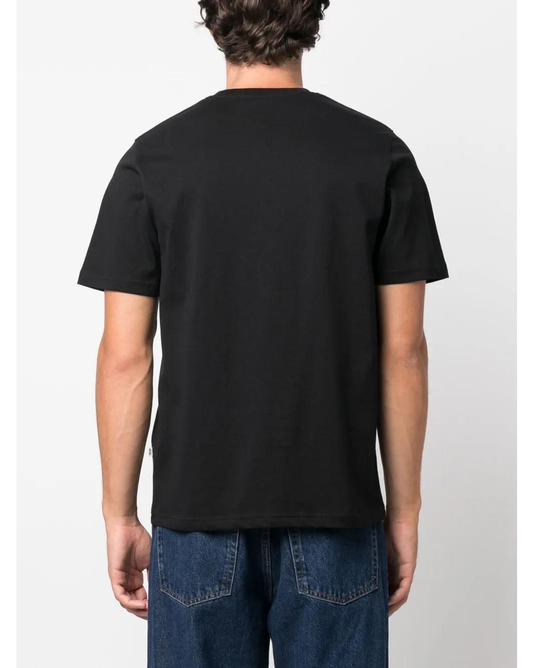 WOOD WOOD Black Logo-Print Cotton T-Shirt for men