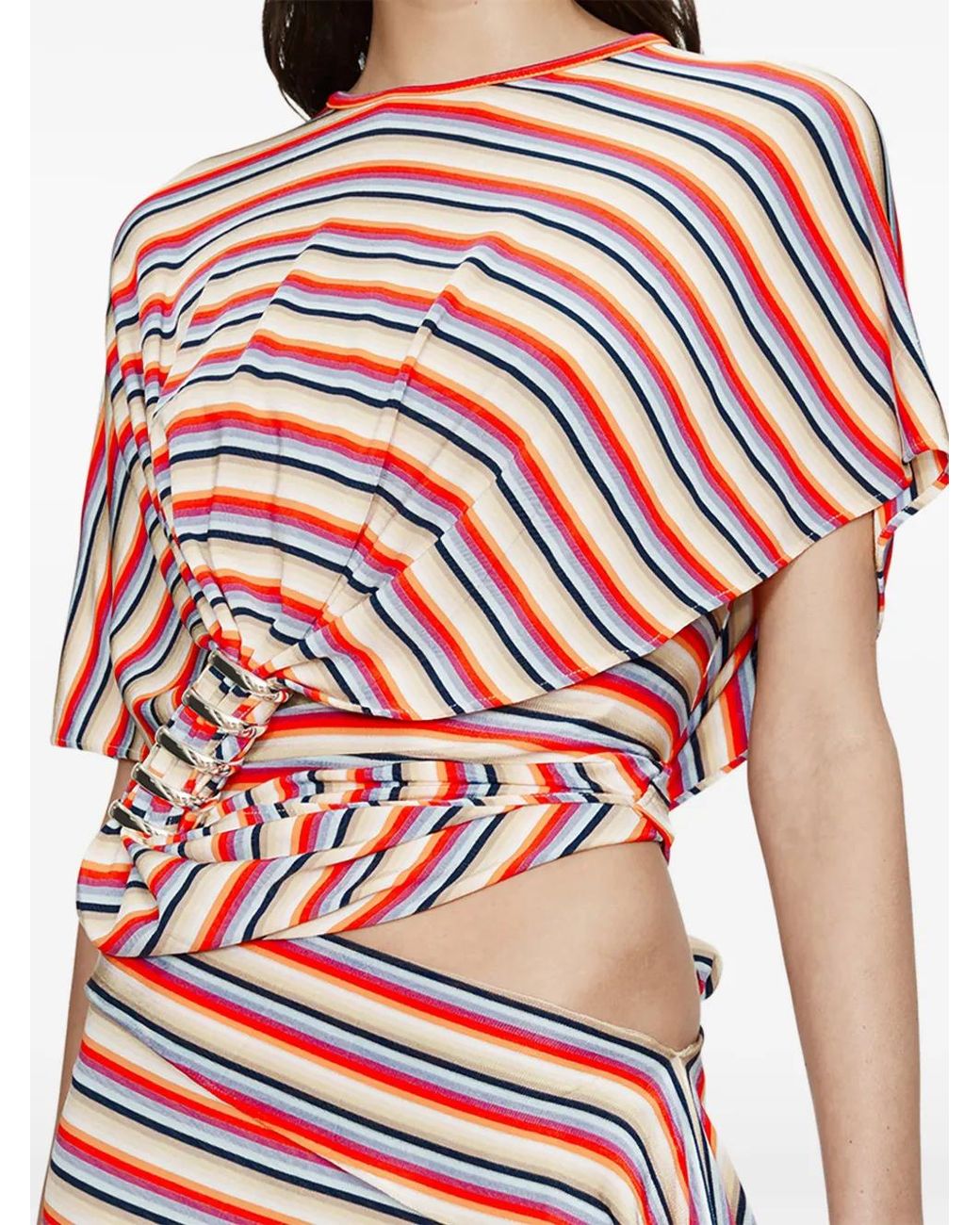 Christopher Esber Red Calypso Coiled Jersey Striped T-Shirt