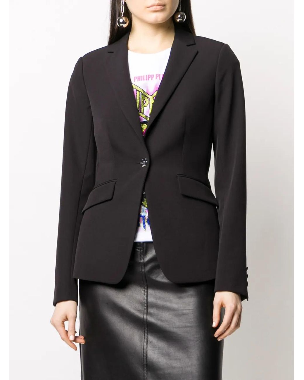Philipp Plein Black Crystal Skull Embellished Blazer