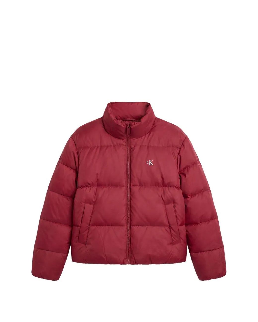 Calvin Klein Red Quilted Hooded Puffer Jacket