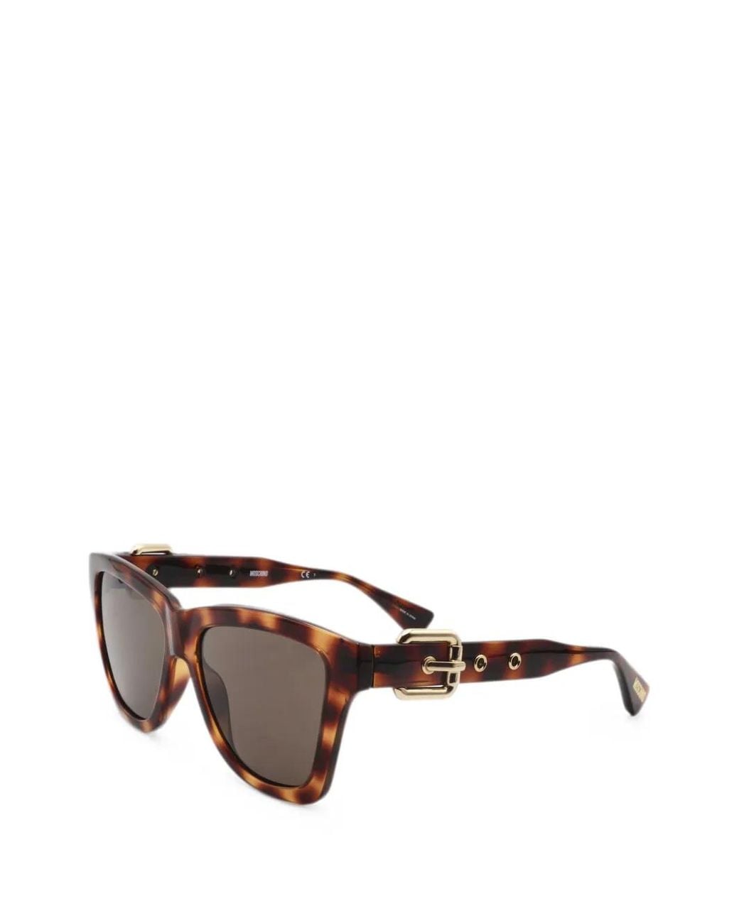 Moschino Brown Buckle-Detail Tortoiseshell-Effect Sunglasses