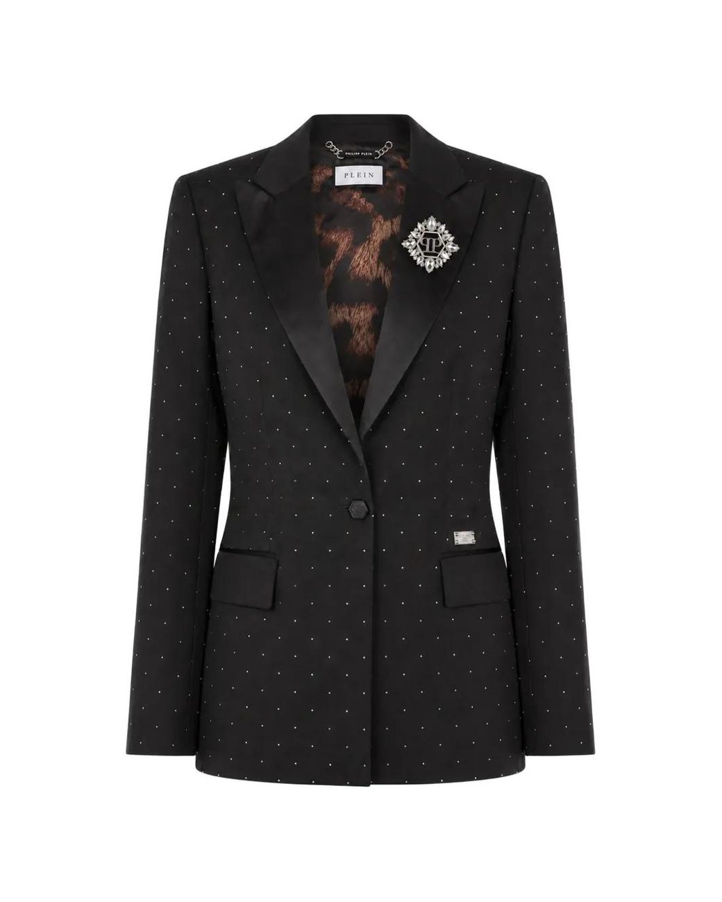 Philipp Plein Black Boyfriend-Dit Blazer Crystal Strass