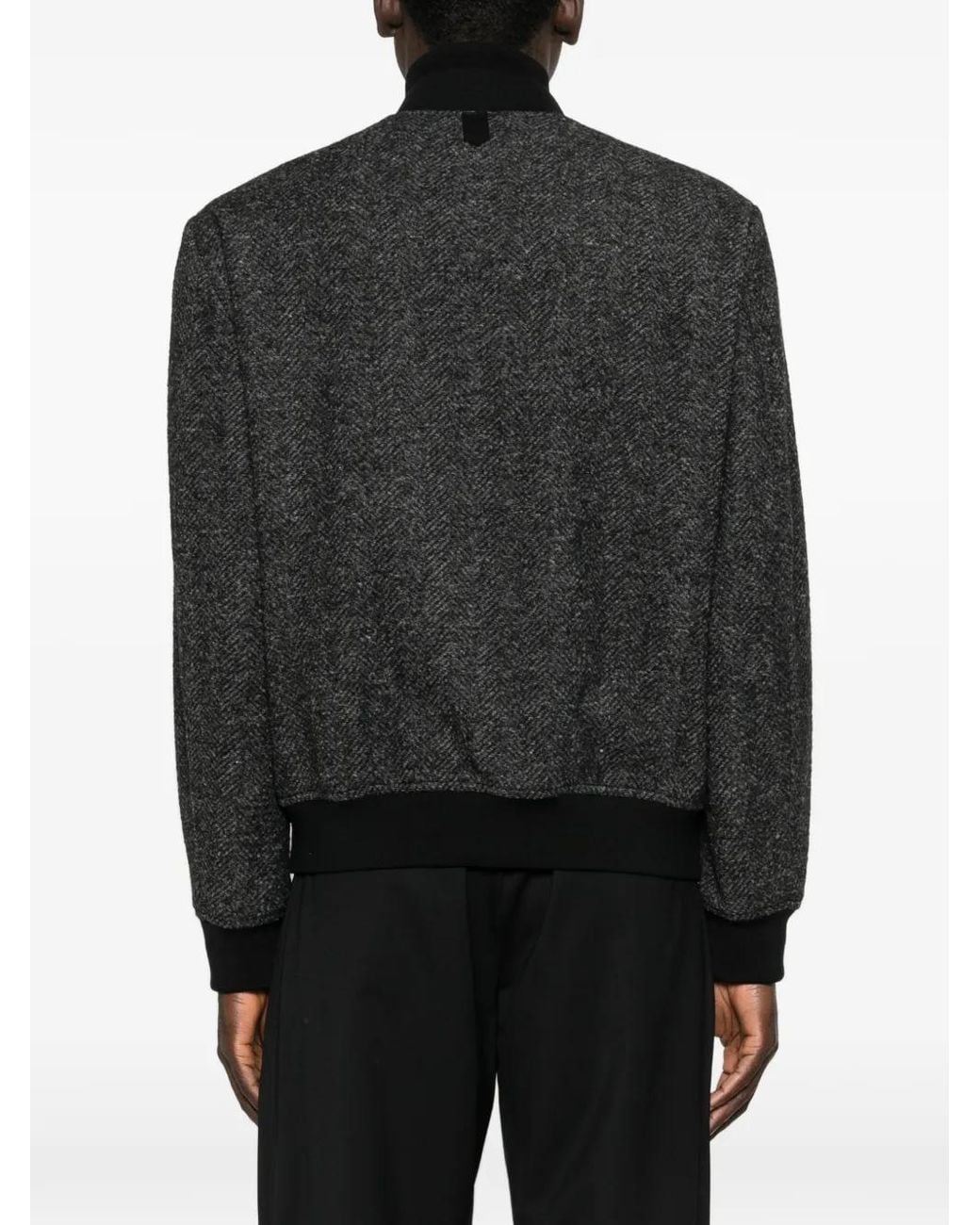 Canali Black Herringbone-Pattern Pocket Jacket for men