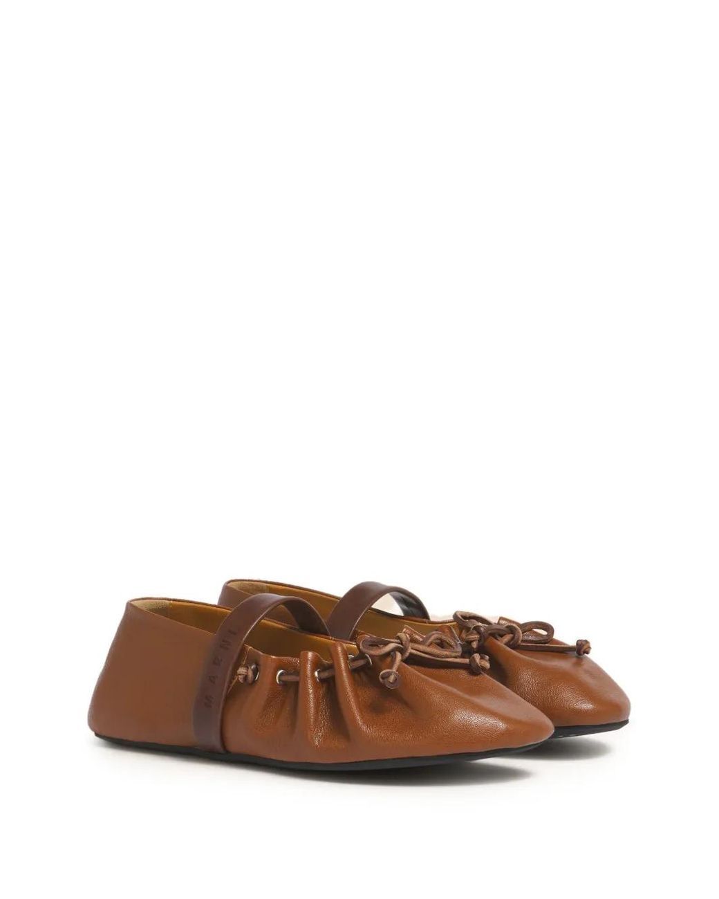 Marni Brown Leather Mary Jane Soft Ballerinas