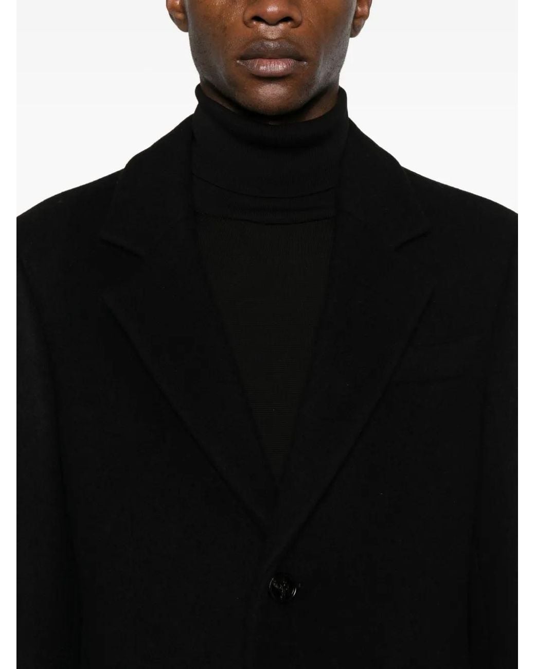 Burberry Black Wool Tailored Coat for men