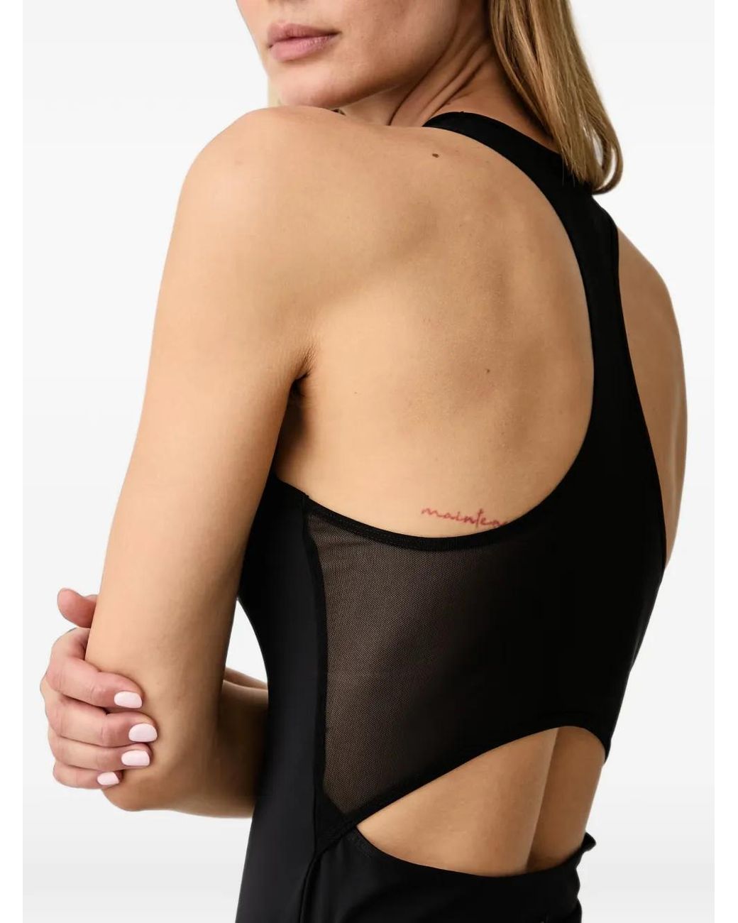 Casall Black Racerback Mesh-Panelled Bodysuit