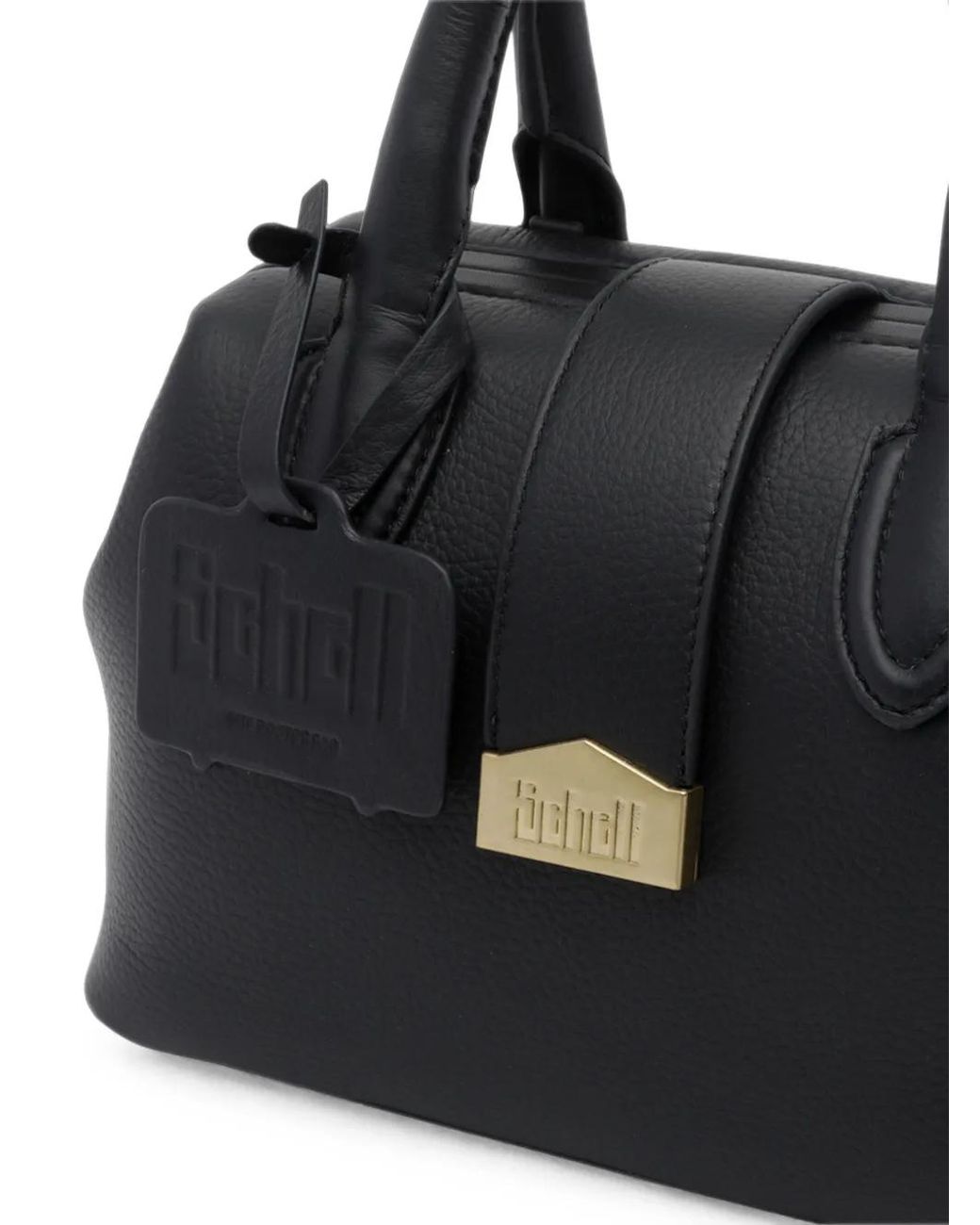 Schell Black Logo-Plaque Pebbled-Leather Tote Bag