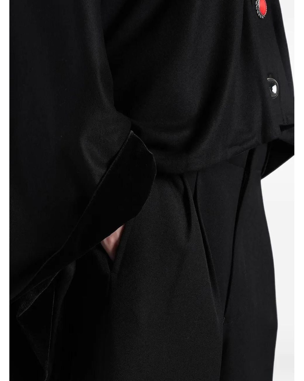 Junya Watanabe Black Button-Up Cape-Style Cardigan