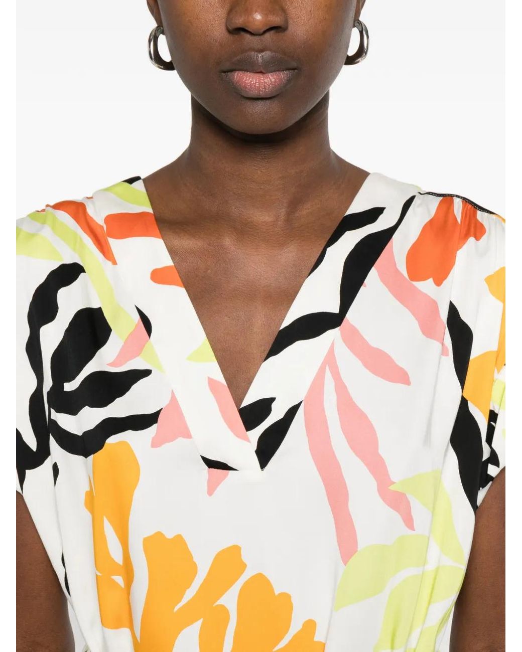 Gant Metallic Palm-Print V-Neck Midi Dress