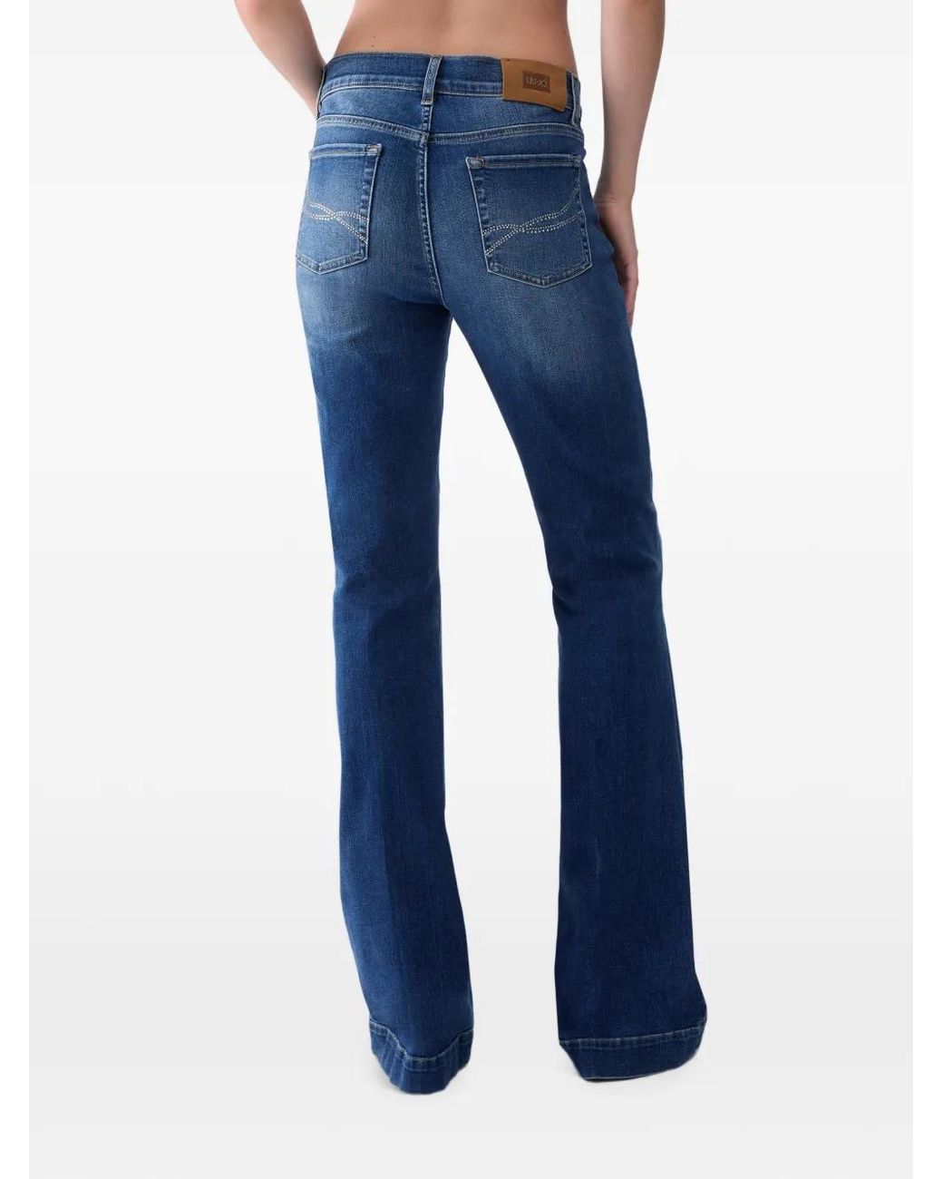 Liu Jo Blue Flare Jeans With Rhinestones