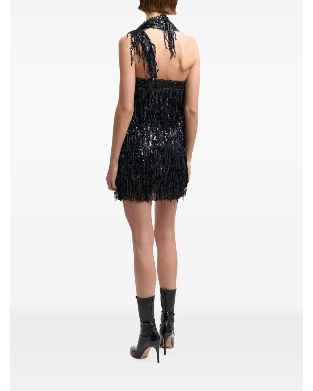 16Arlington Blue Roia Fringe-Sequin Mini Dress
