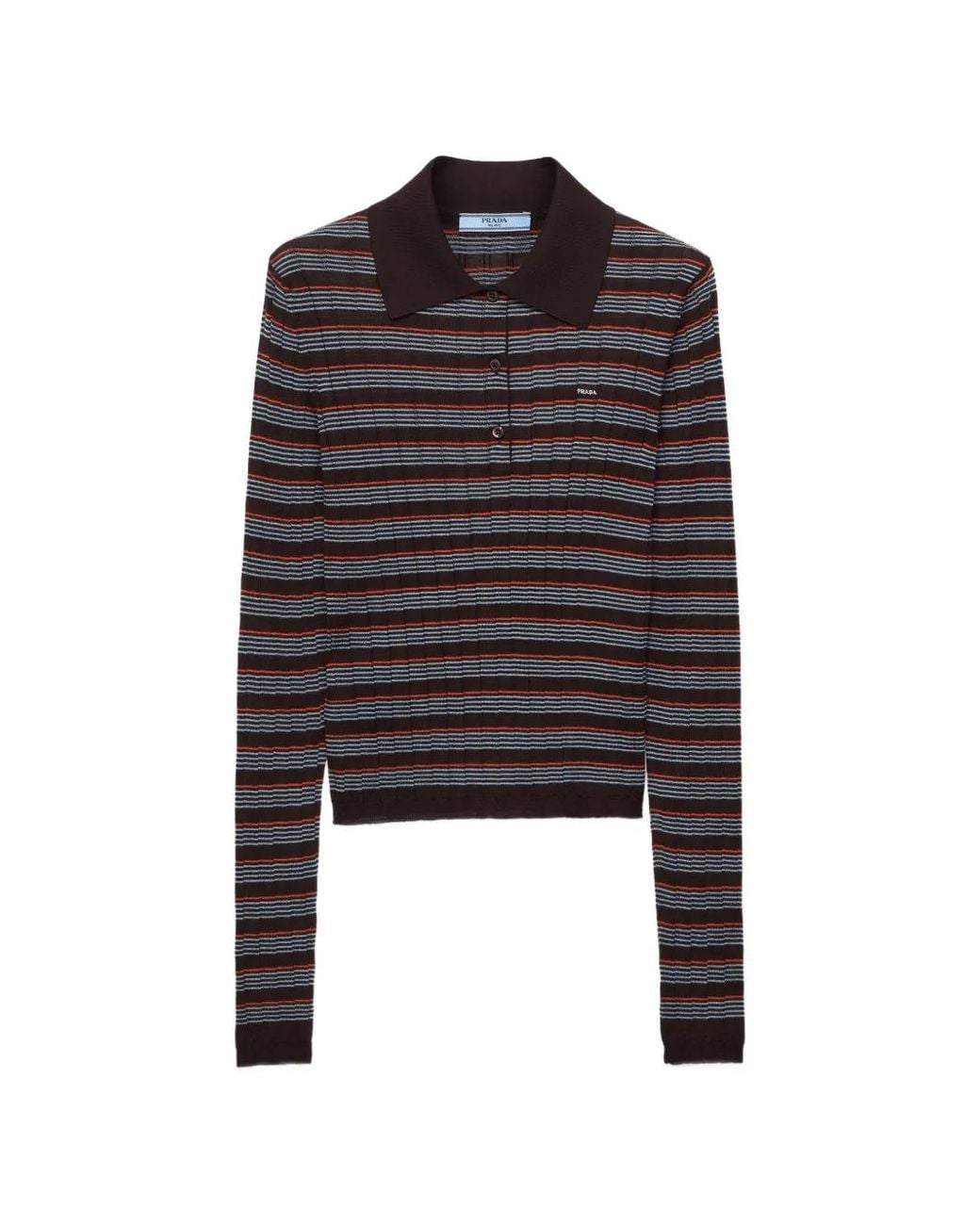 Prada Black Striped Cashmere And Silk Polo Shirt