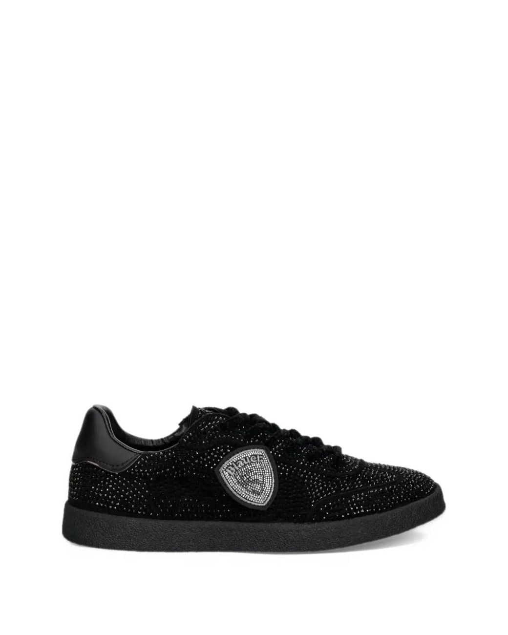 Blauer Black Aurora Crystal-Embellished Logo-Patch Sneakers