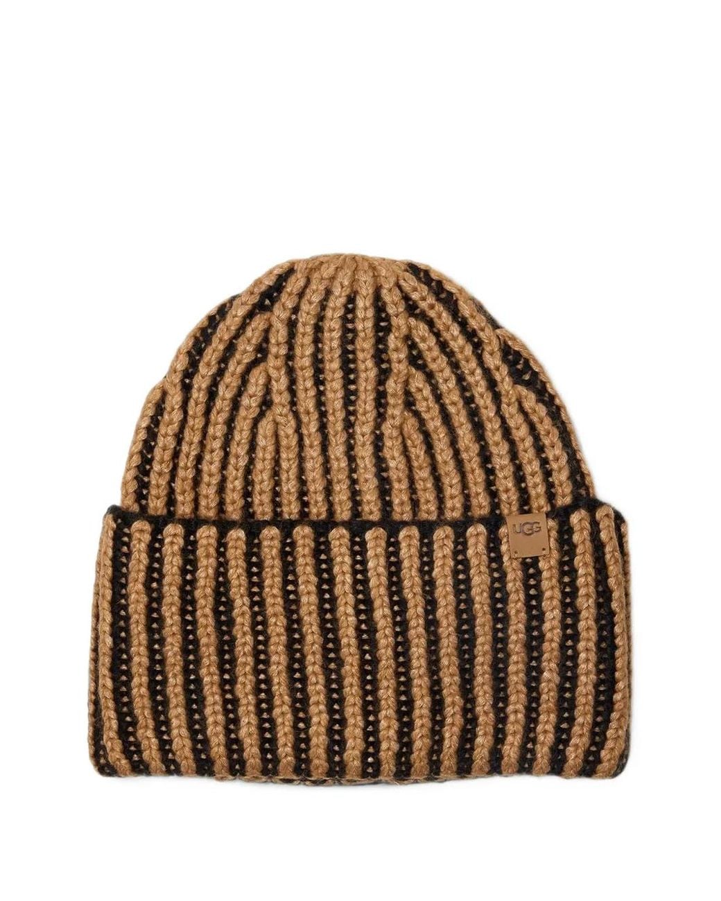 Ugg Brown Chunky Ribbed Beanie Hat