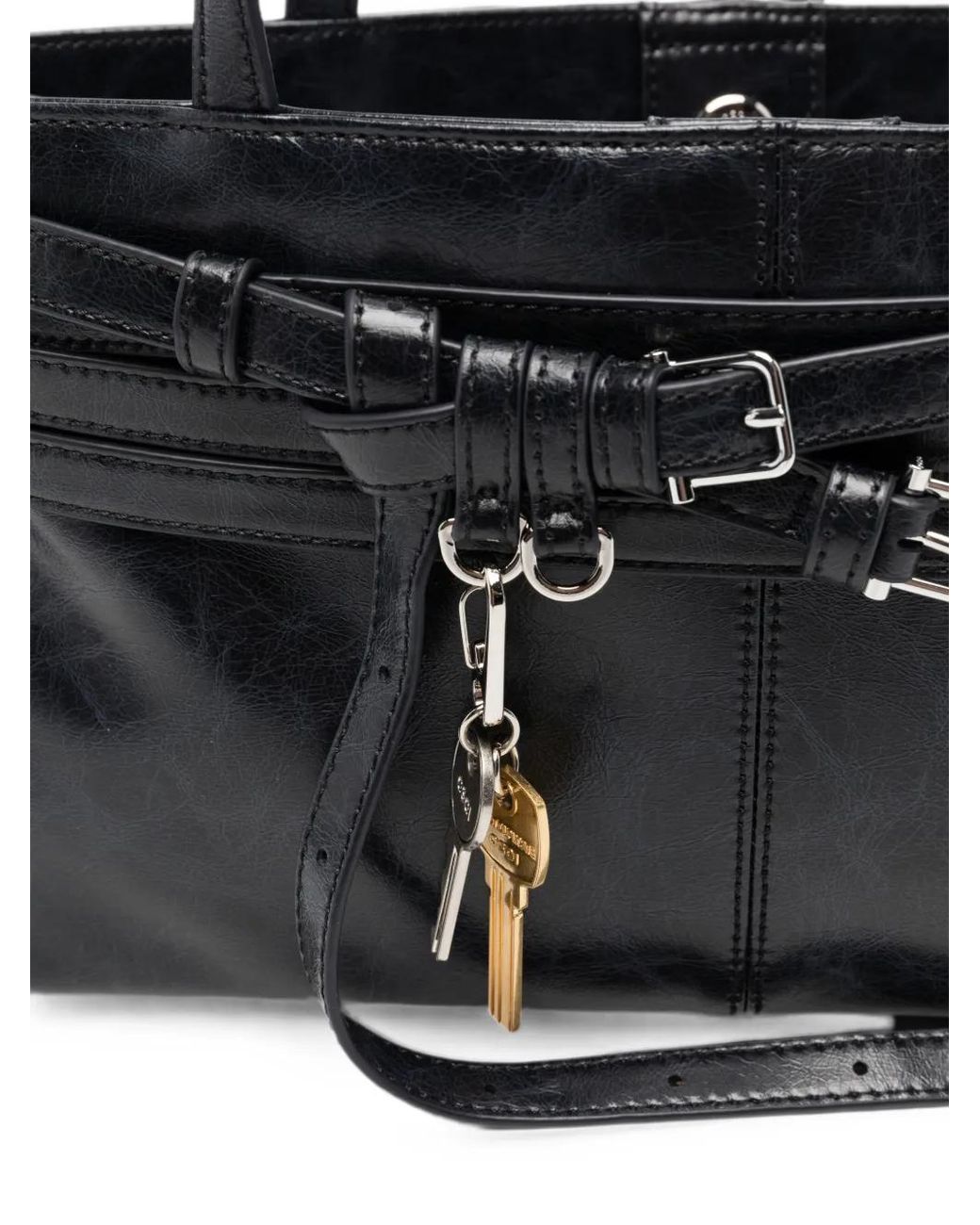 OSOI Black Brocle Buckled Leather Shoulder Bag