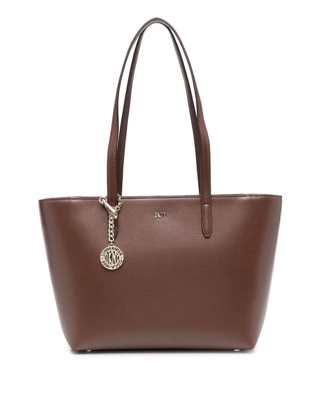 DKNY Brown Logo-Plaque Leather Tote Bag