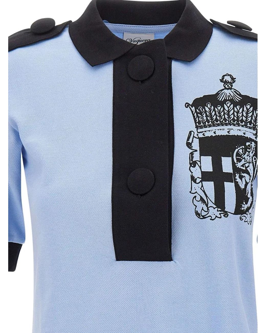 VAQUERA Blue Crest-Print Epaulette Polo Shirt