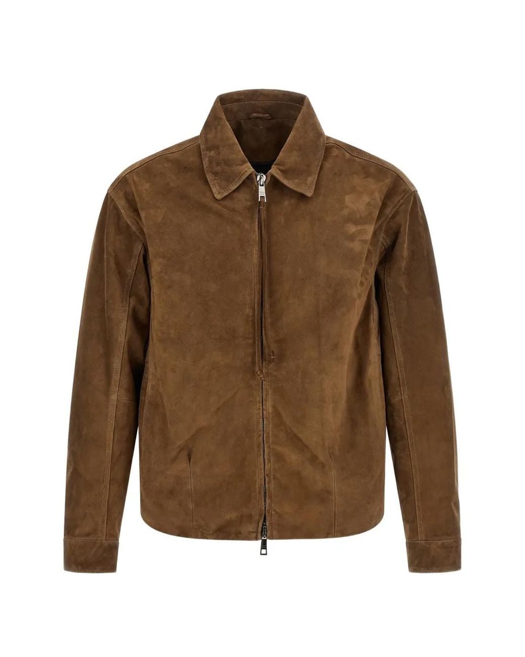 Giorgio Brato Brown Veste En Daim À Col Chemise for men