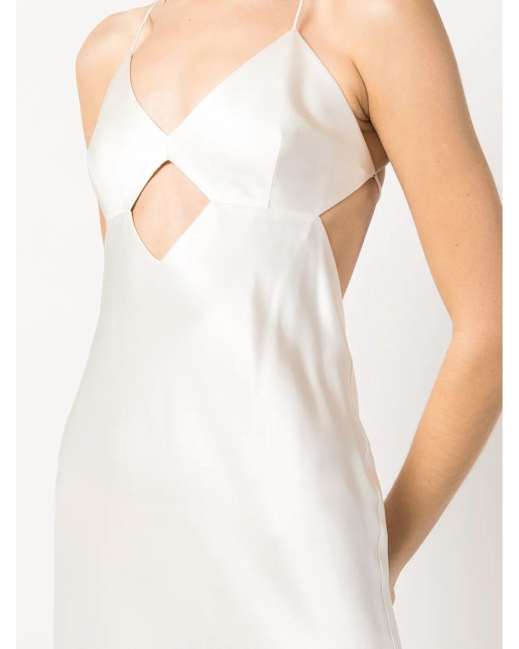 Michelle Mason White Cut-Out Detail Gown