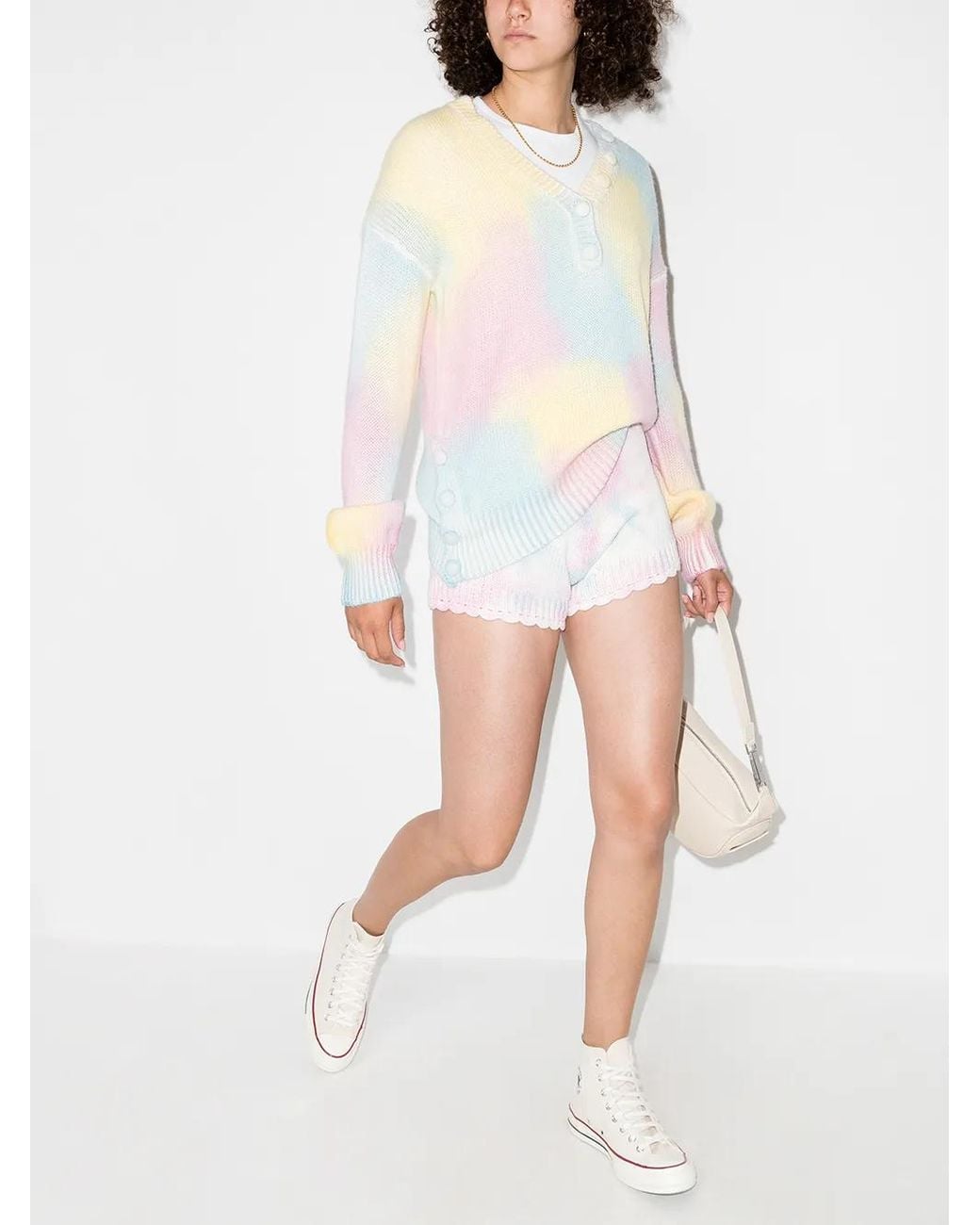 LoveShackFancy White Karissa Knitted Tie-Dye Shorts