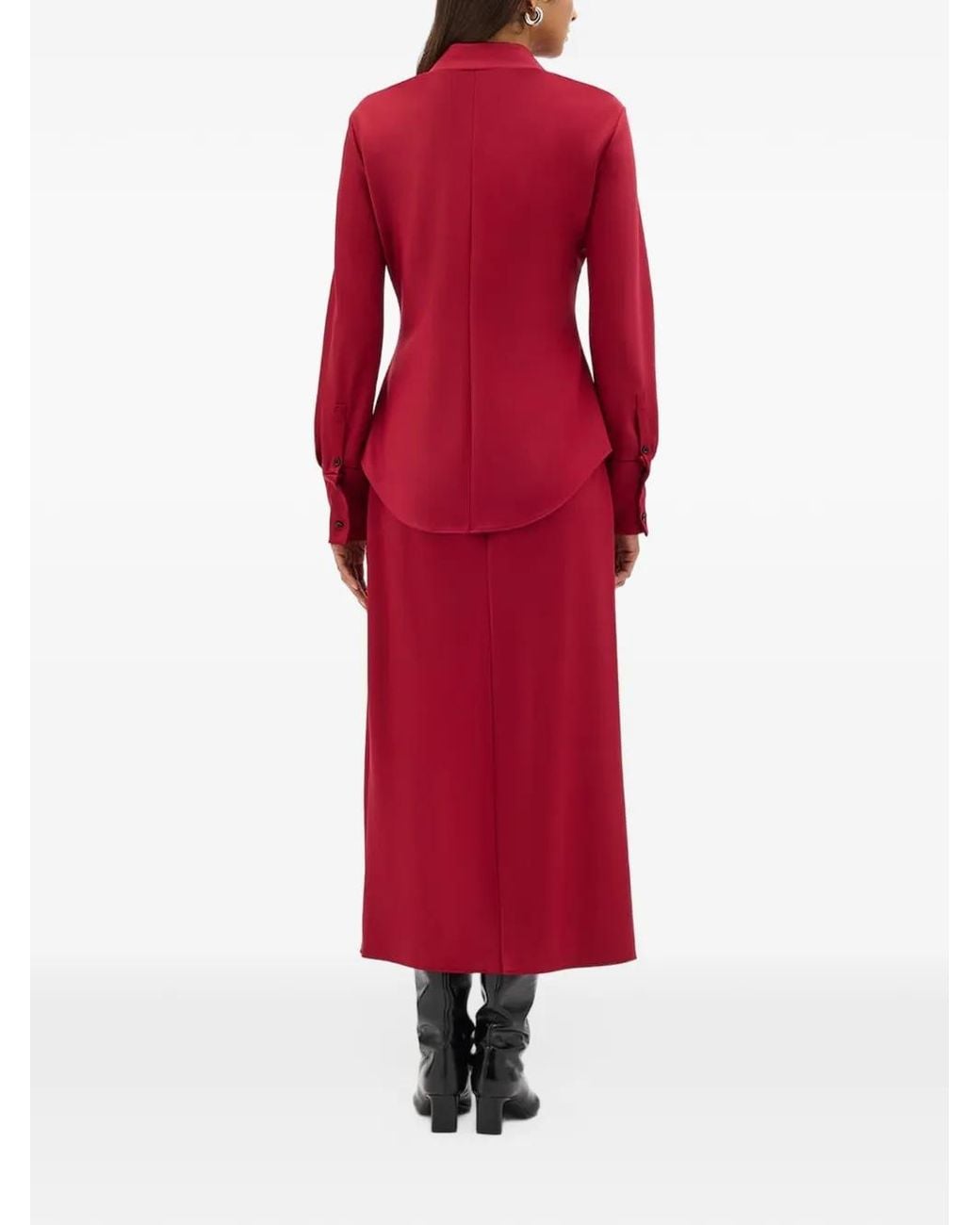 Another Tomorrow Red Bias-Cut Shirt