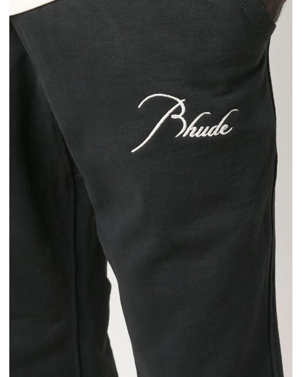 Rhude Black Logo-Embroidered Track Pants for men