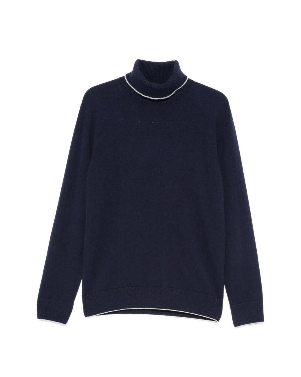 Eleventy Blue Roll-Neck Contrast-Trim Sweater for men