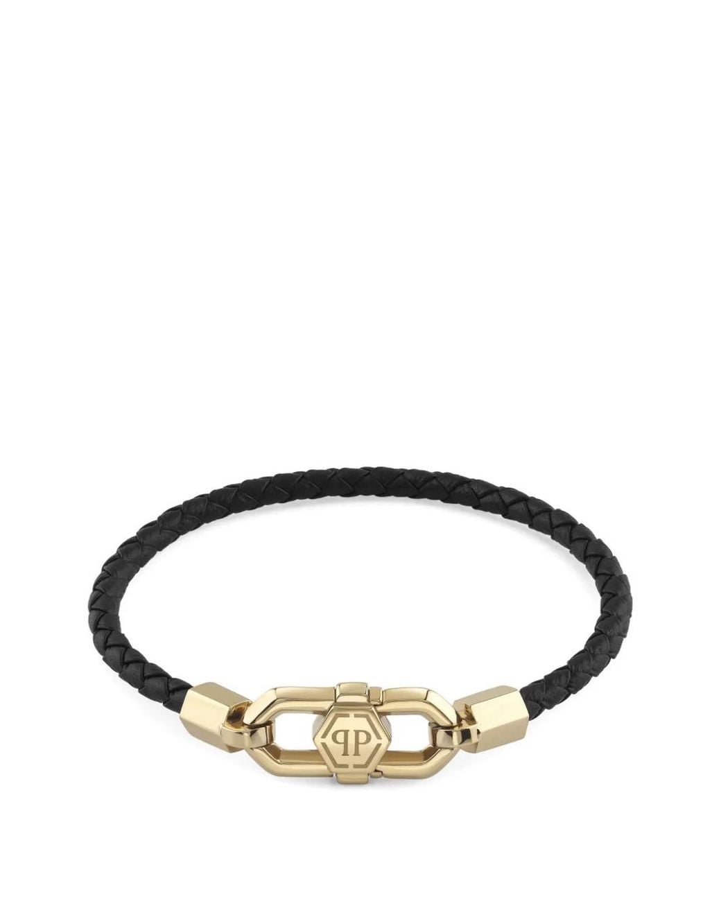 Philipp Plein Metallic Plein Edge Braided Bracelet for men