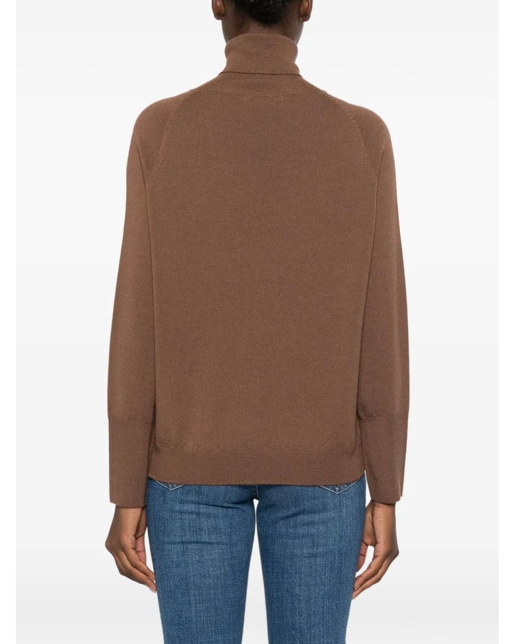 ERMANNO FIRENZE Brown Logo-Embroidered Roll-Neck Sweater