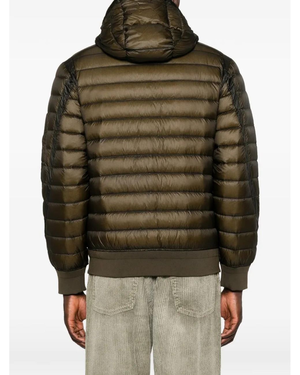 C P Company Green Quilted Hooded Jacket for men