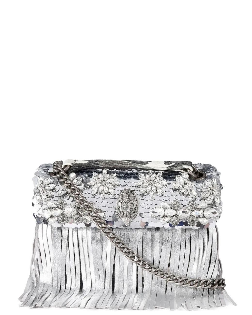 Kurt Geiger Gray Medium Kensington Fringe Shoulder Bag