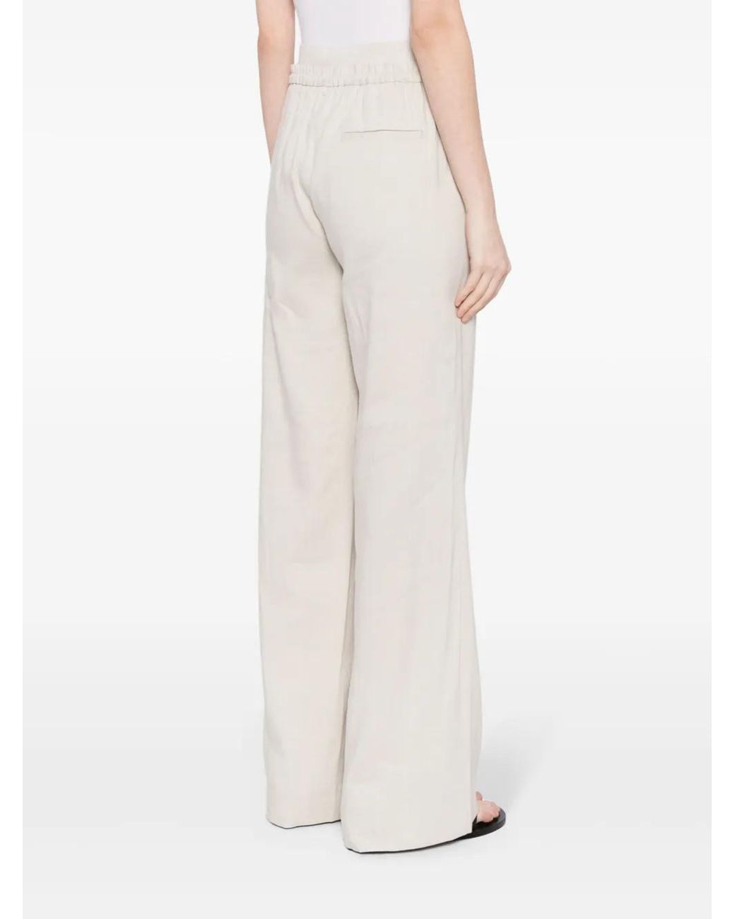 Lorena Antoniazzi White Linen-Blend Wide-Leg Trousers