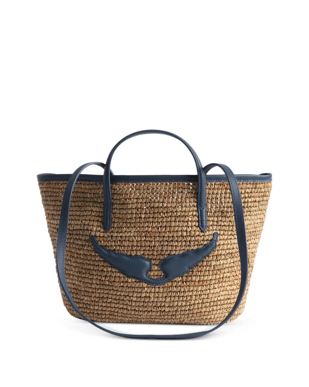 Zadig & Voltaire White Mini Wings Raffia Tote Bag