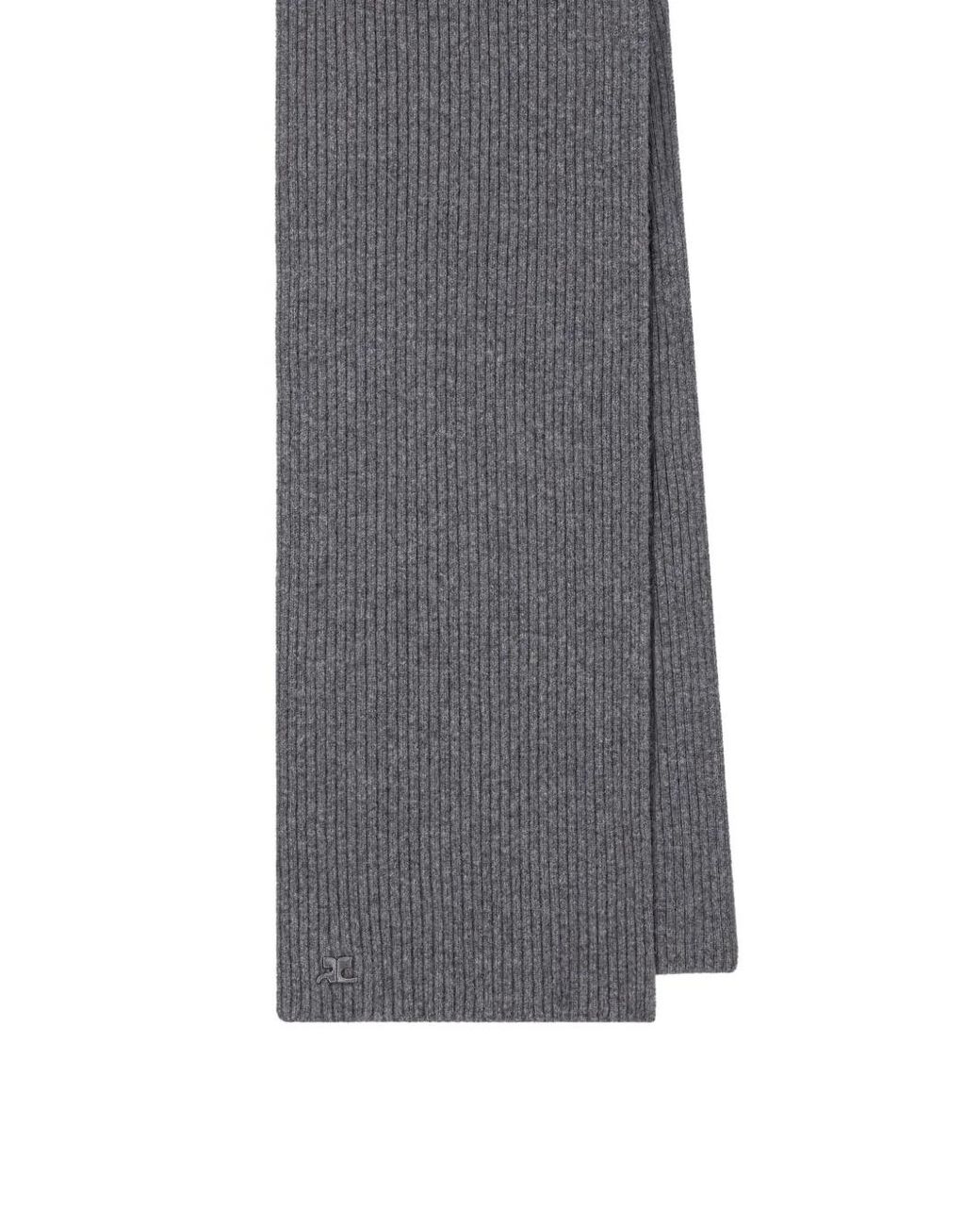 Courreges Gray Ribbed Wool Scarf