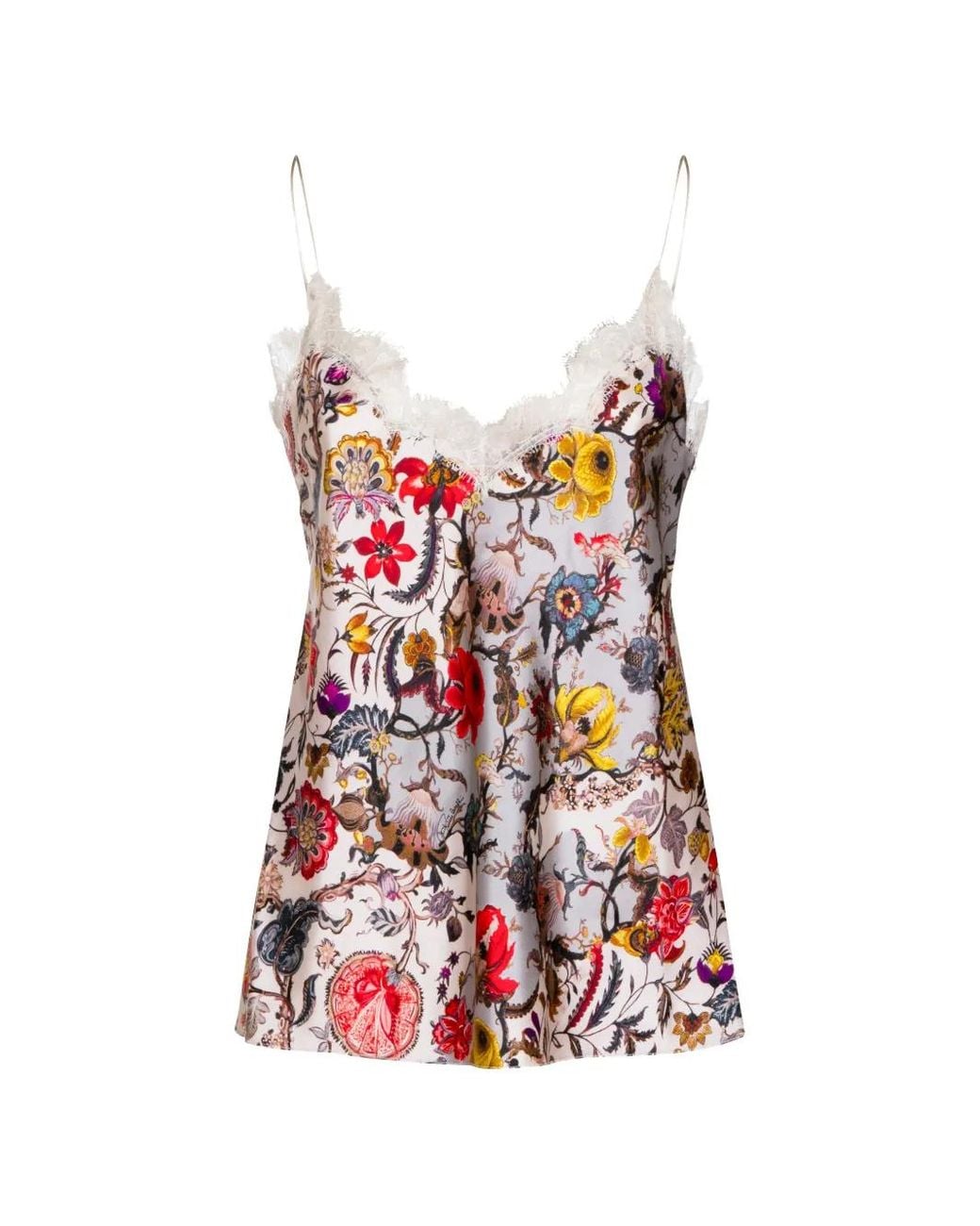 Roberto Cavalli Red Blouse À Fleurs Et Dentelle