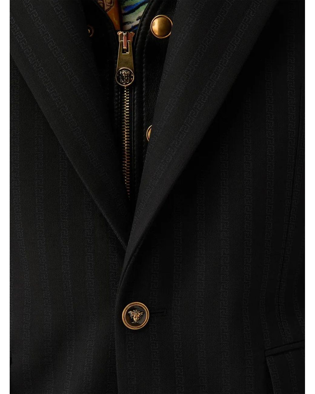 Versace Black Jacquard Wool Blazer for men