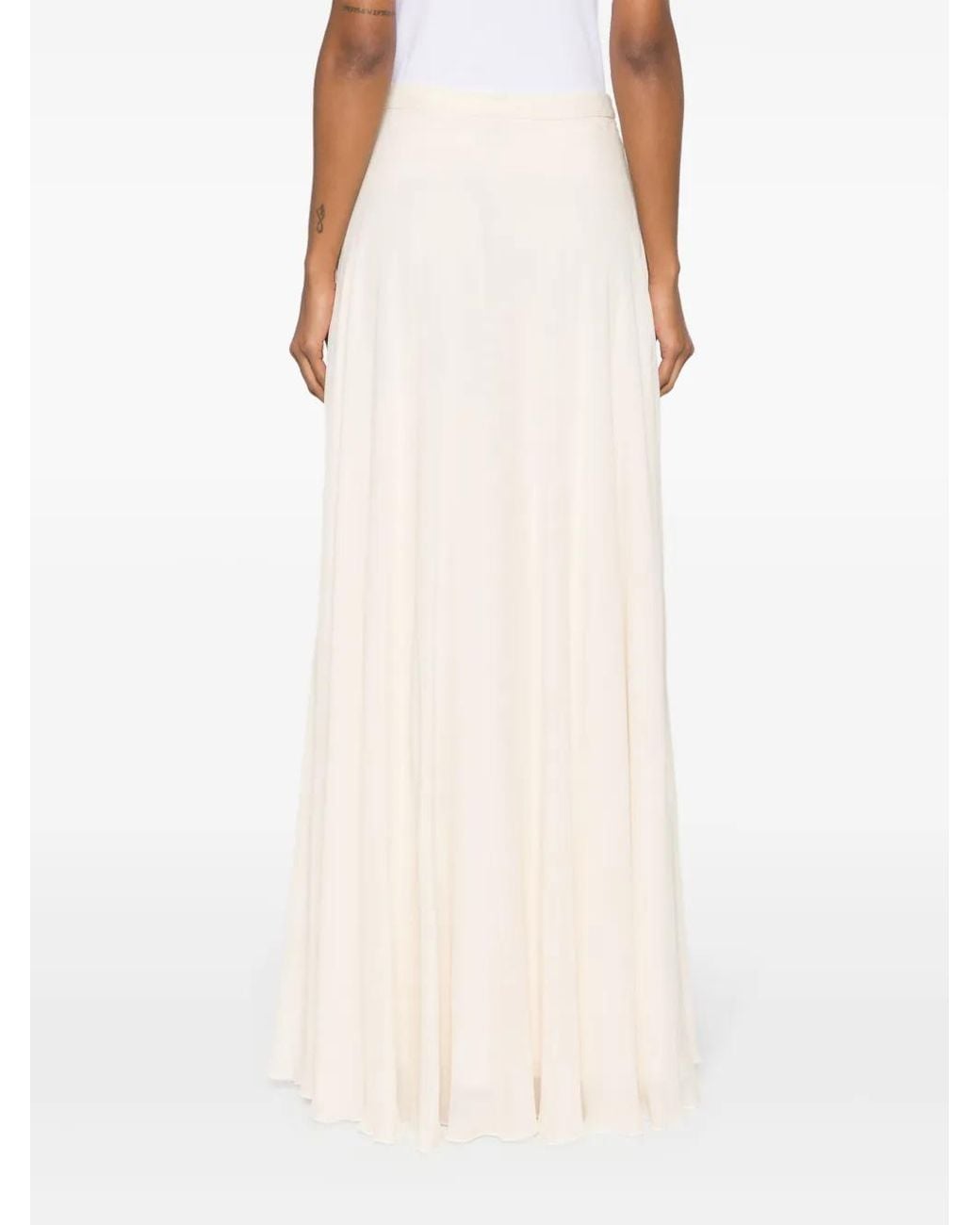 Ralph Lauren White A-Line Crepe Maxi Skirt