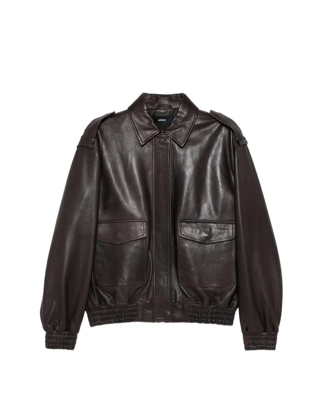 Arma Black Astra Leather Bomber Jacket
