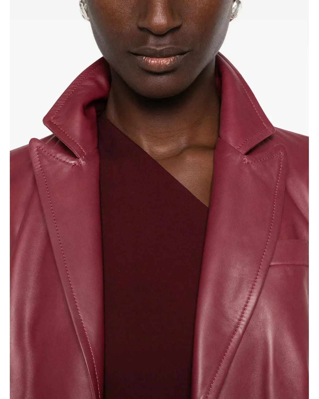 Salvatore Santoro Red Single-Breasted Leather Coat