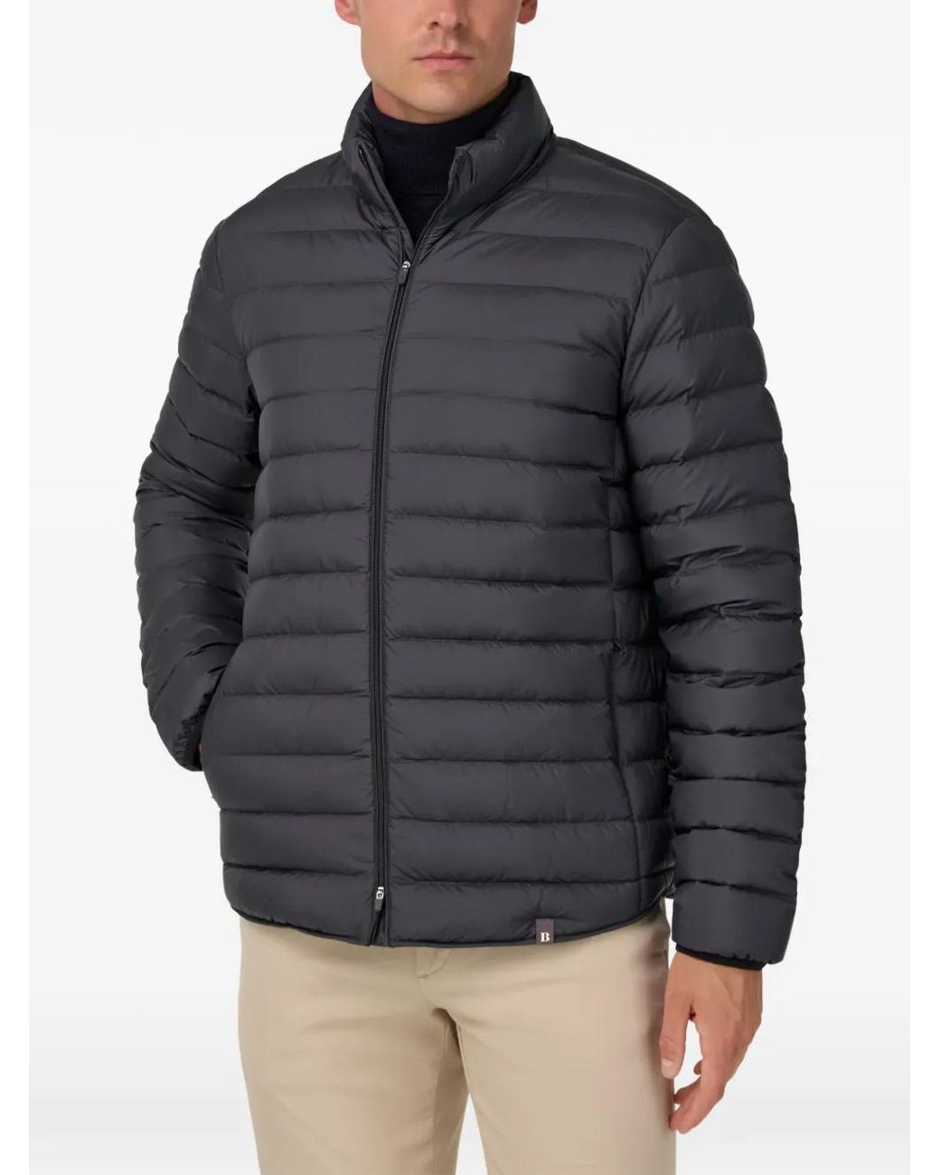 Boggi Gray Recycled Goose Feather Fabric Bomber for men