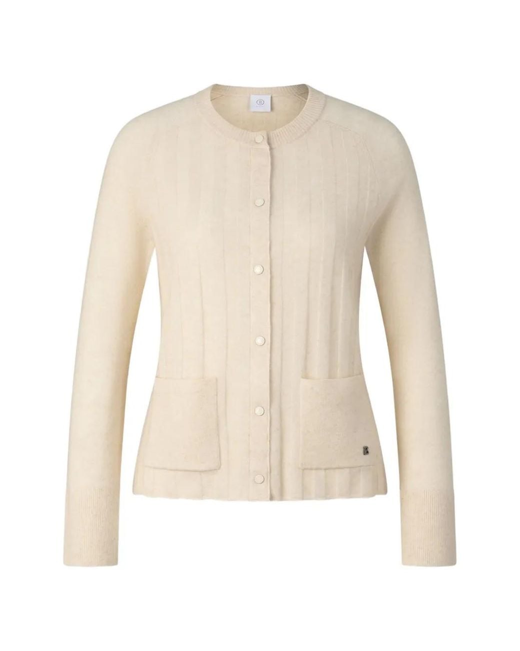 Bogner White Tanja Ribbed-Knit Raglan-Sleeve Cardigan