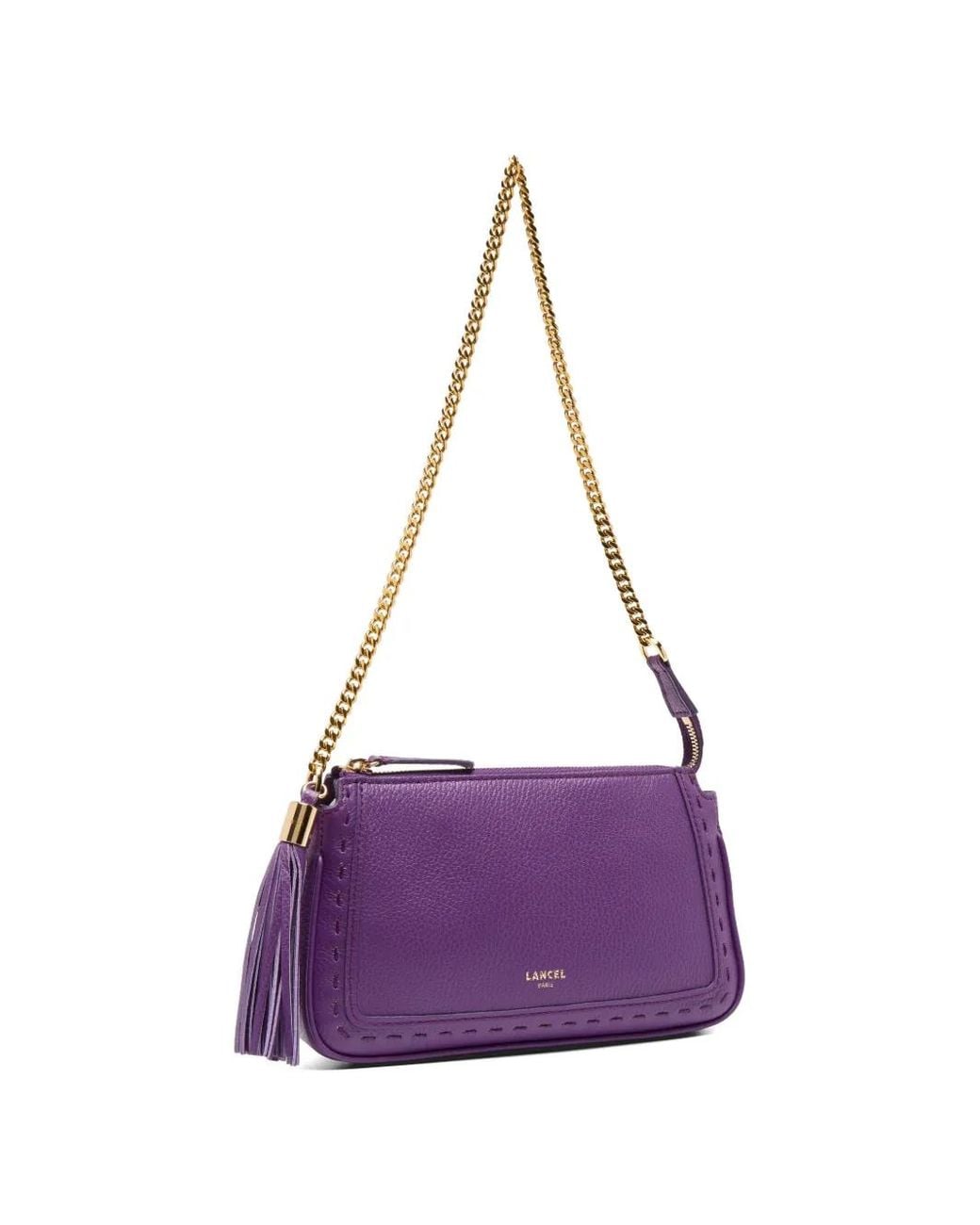 Lancel Purple Premier Flirt Chain Clutch Bag