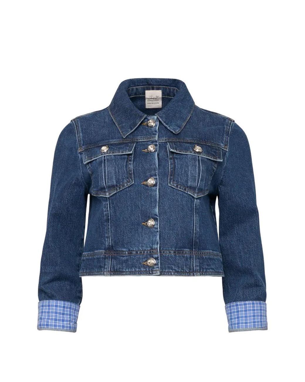 Cinq À Sept Blue Lexie Checked-Cuff Denim Jacket