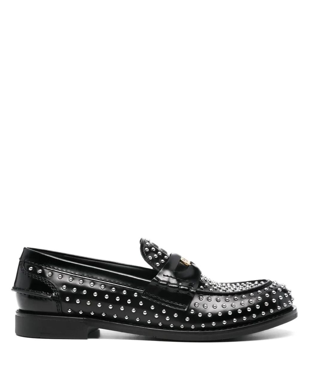 Miu Miu Black Stud-Embellished Loafers