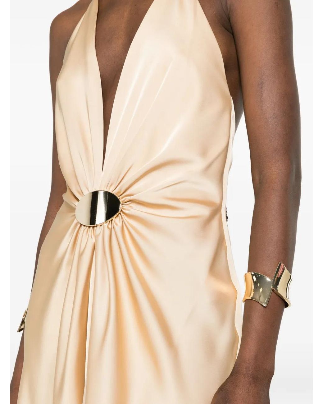 SIMONA CORSELLINI White Halter-Neck Maxi Dress
