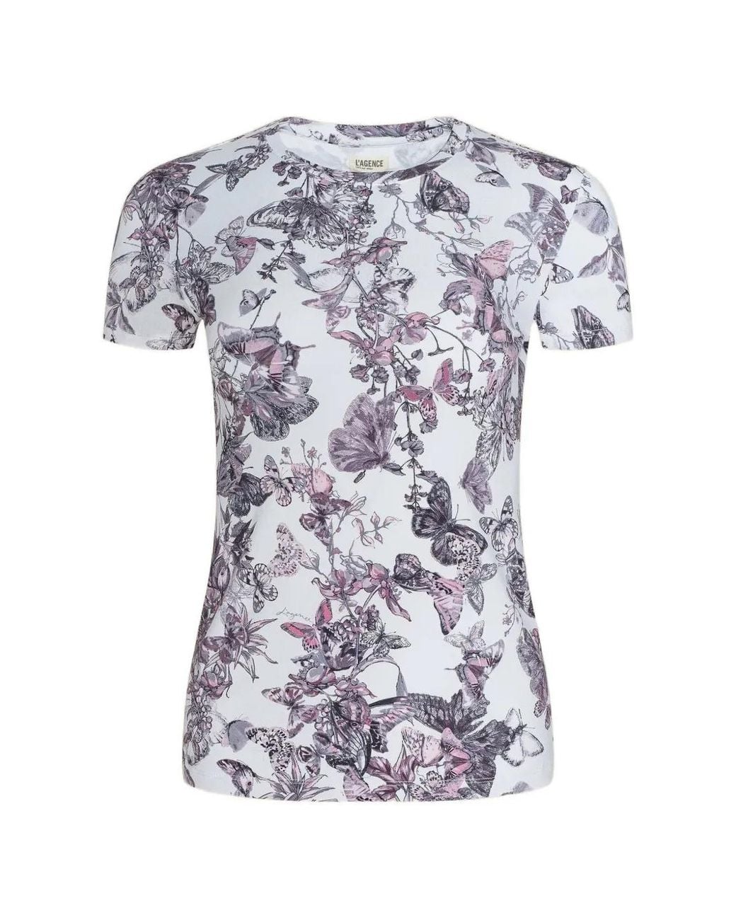 L'Agence White Ressi Butterfly-Print T-Shirt